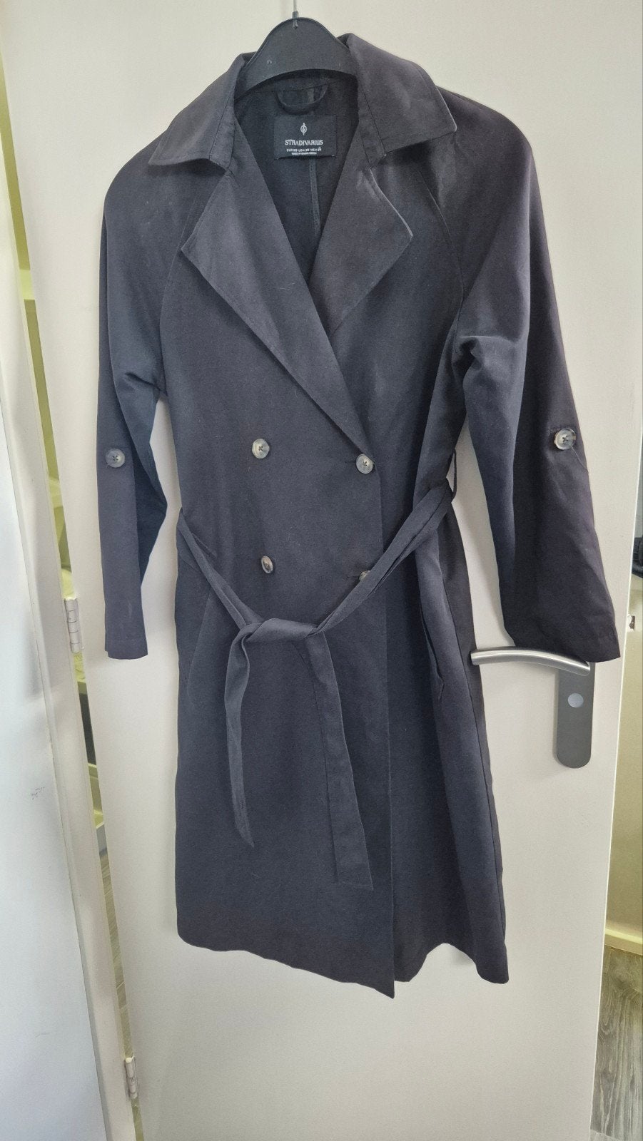 Stradivarius lange jas maat XS, Kleding | Dames, Ophalen of Verzenden, Zo goed als nieuw, Maat 34 (XS) of kleiner, Zwart