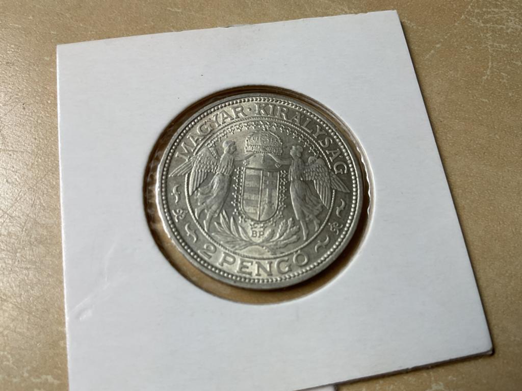 Hongarije 2 pengo 1938, Ophalen of Verzenden, Hongarije