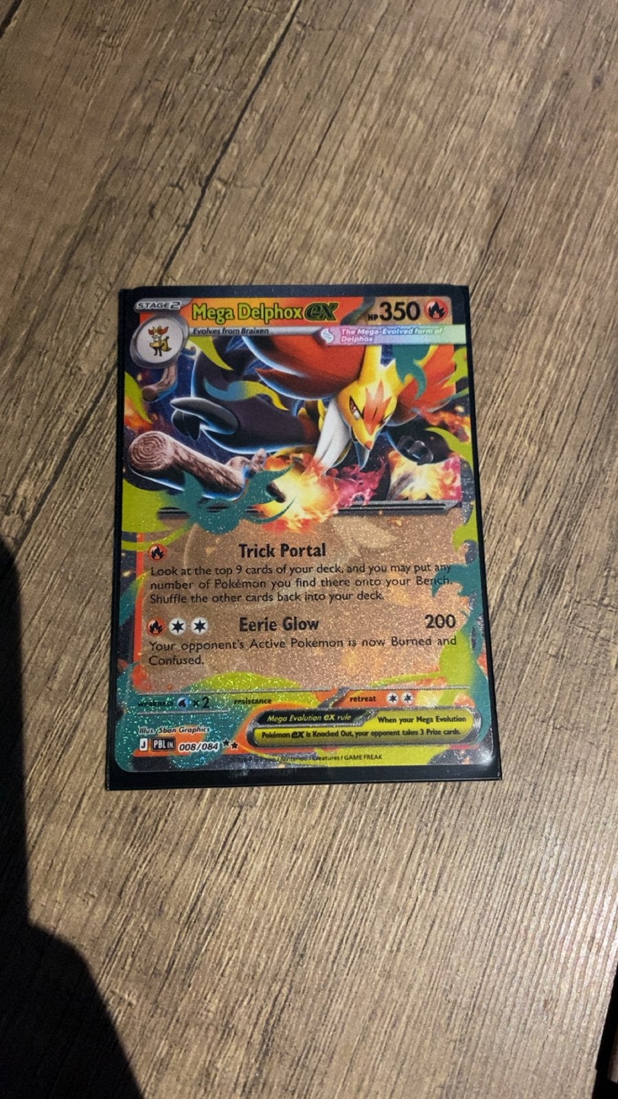 Mega Delphox EX Pokémon Kaart 008/084, Ophalen, Gebruikt, Losse kaart