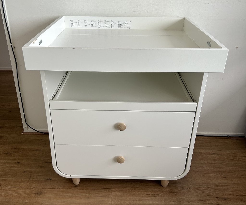 IKEA MYLLRA commode / verschoontafel met 2 lades, wit, Kinderen en Baby's, Ophalen, Gebruikt, 70 cm of meer, 75 tot 100 cm