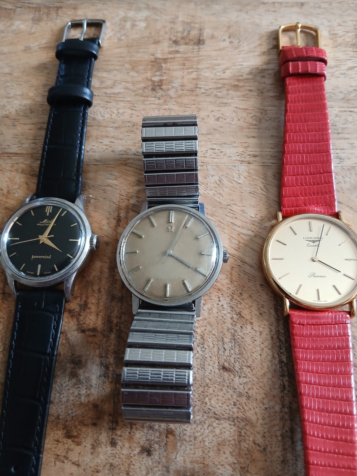 Mido , longines , Omega ., Sieraden, Tassen en Uiterlijk, Horloges | Antiek, Omega, Staal, 1960 of later, Verguld, Ophalen of Verzenden