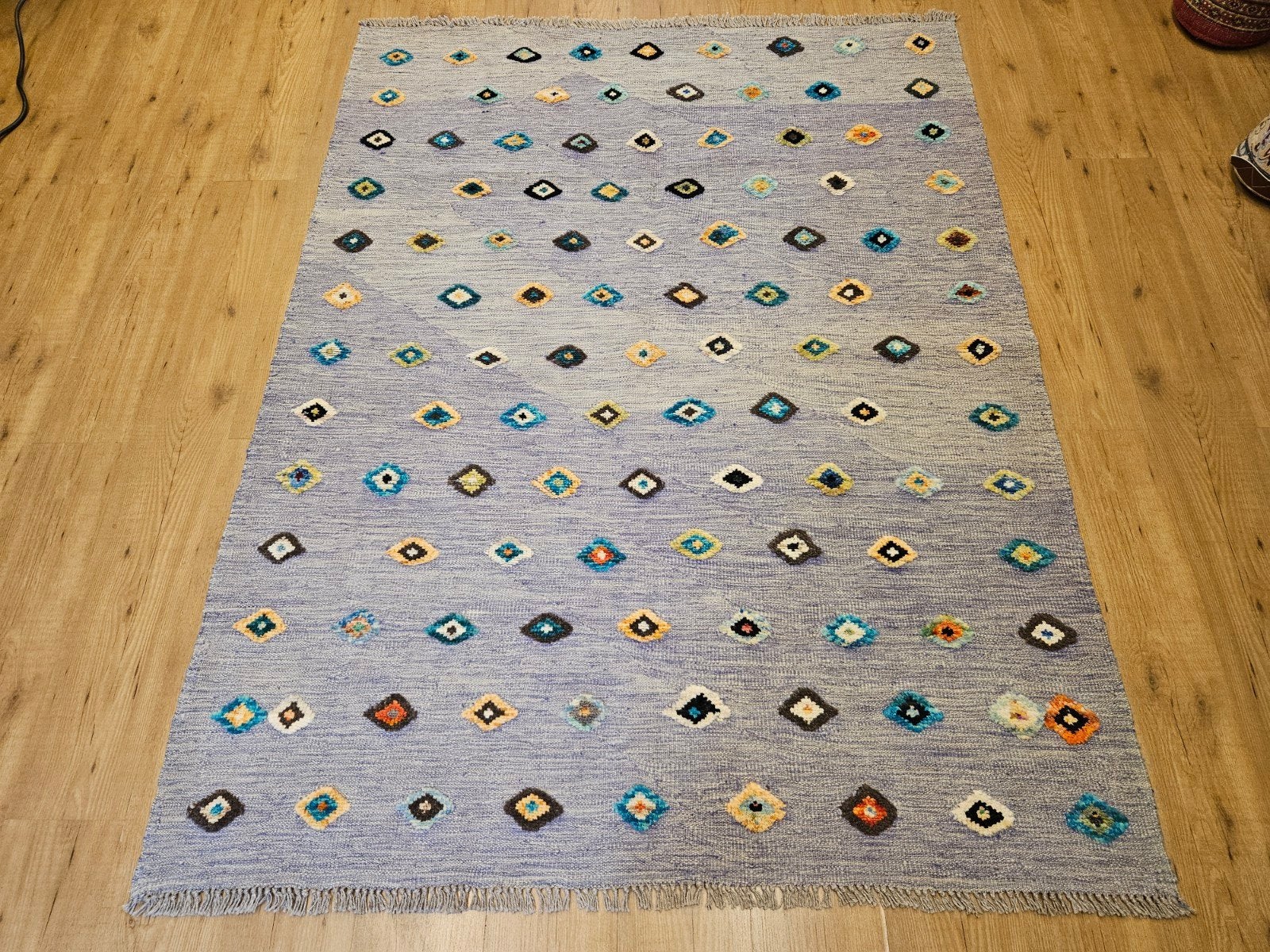 Handgeweven oosterse wollen kelim 192x150