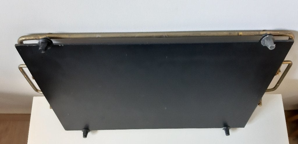 Vintage antiek glazen dienblad met handgrepen, Gebruikt, Ophalen of Verzenden, Rechthoekig, Overige materialen