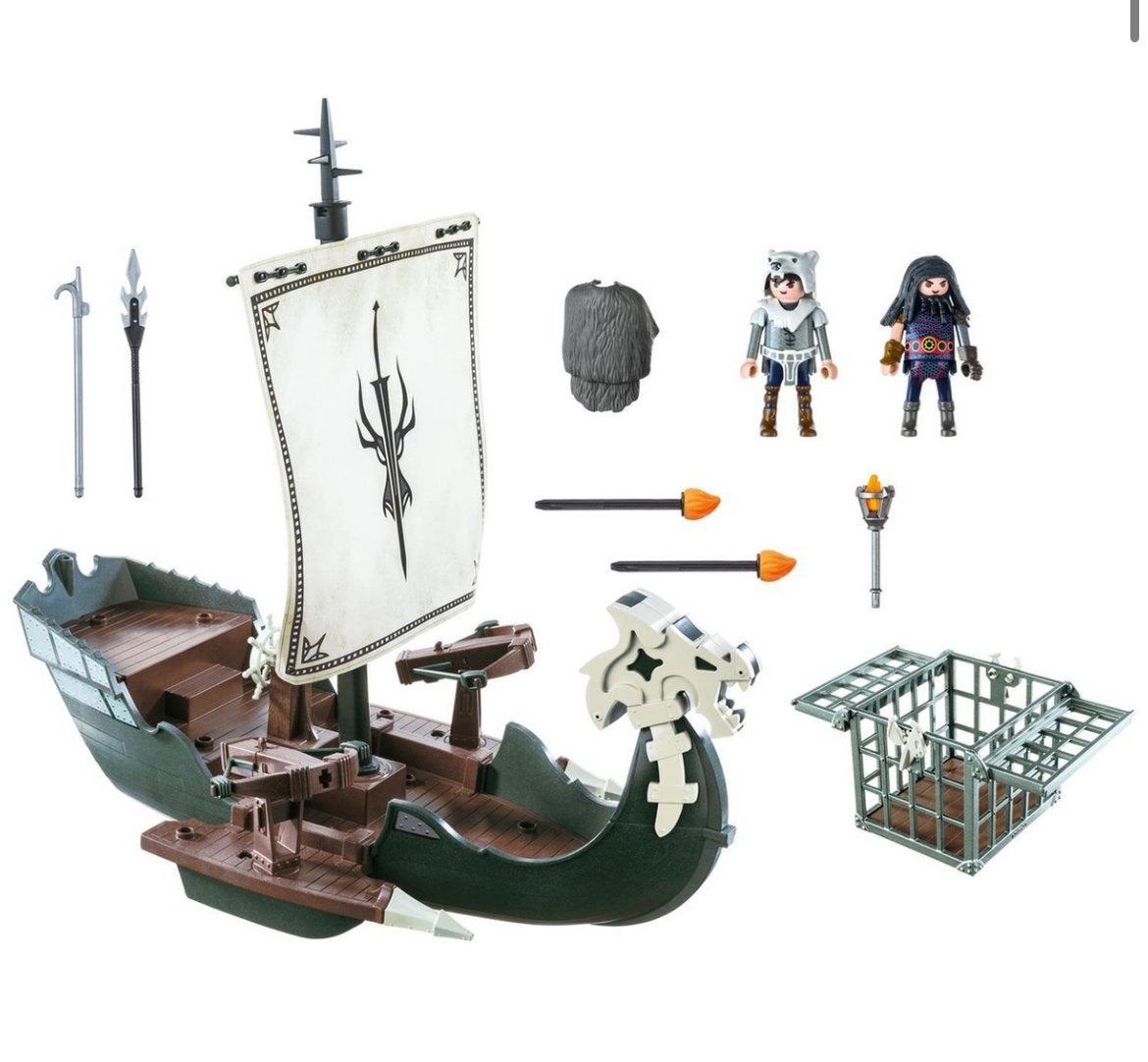 PLAYMOBIL Draken set: Vikingschip en Berk, Ophalen of Verzenden, Zo goed als nieuw, Jongen of Meisje