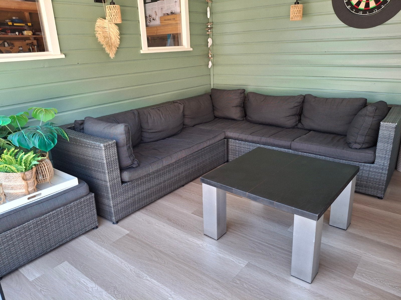 Loungeset inclusief stoel, tafel en hocker, Ophalen, Gebruikt, Loungeset, Wicker