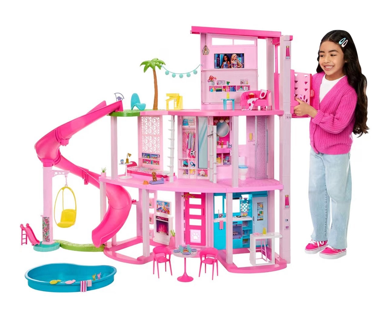 Barbie Droomhuis met Zwembad en Glijbaan, Ophalen of Verzenden, Zo goed als nieuw, Barbie