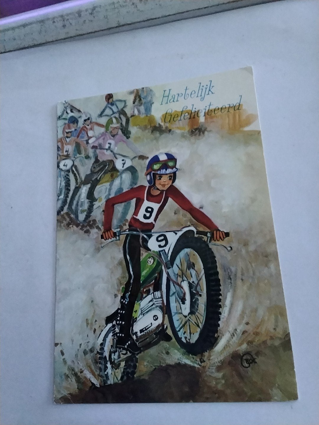 Ansichtkaart Motorcross Gefeliciteerd, Verzamelen, Ophalen of Verzenden