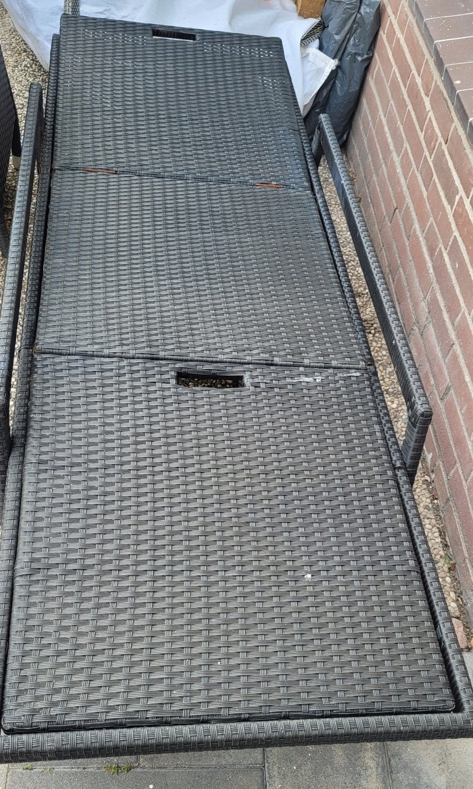Antracietkleurige ligstoel voor tuin of strand, Tuin en Terras, Ligbedden, Ophalen, Gebruikt, Wicker