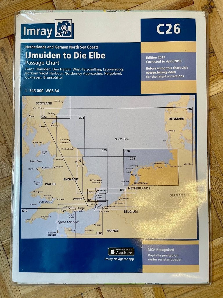 Imray C26 IJmuiden to Die Elbe, Watersport en Boten, Ophalen of Verzenden, Zo goed als nieuw, Boek of Waterkaart