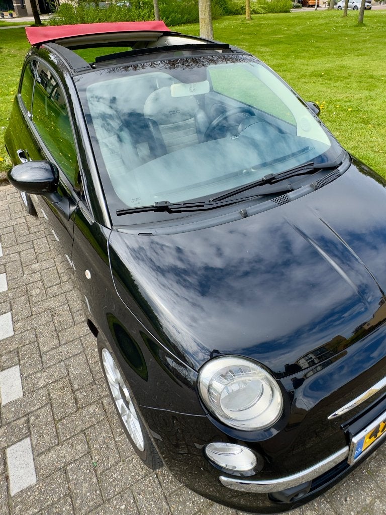 Fiat 500C 0.9 Turbo Twinair 2012 Zwart, Auto's, Fiat, Cabriolet, Leder en Stof, Zwart, Handgeschakeld