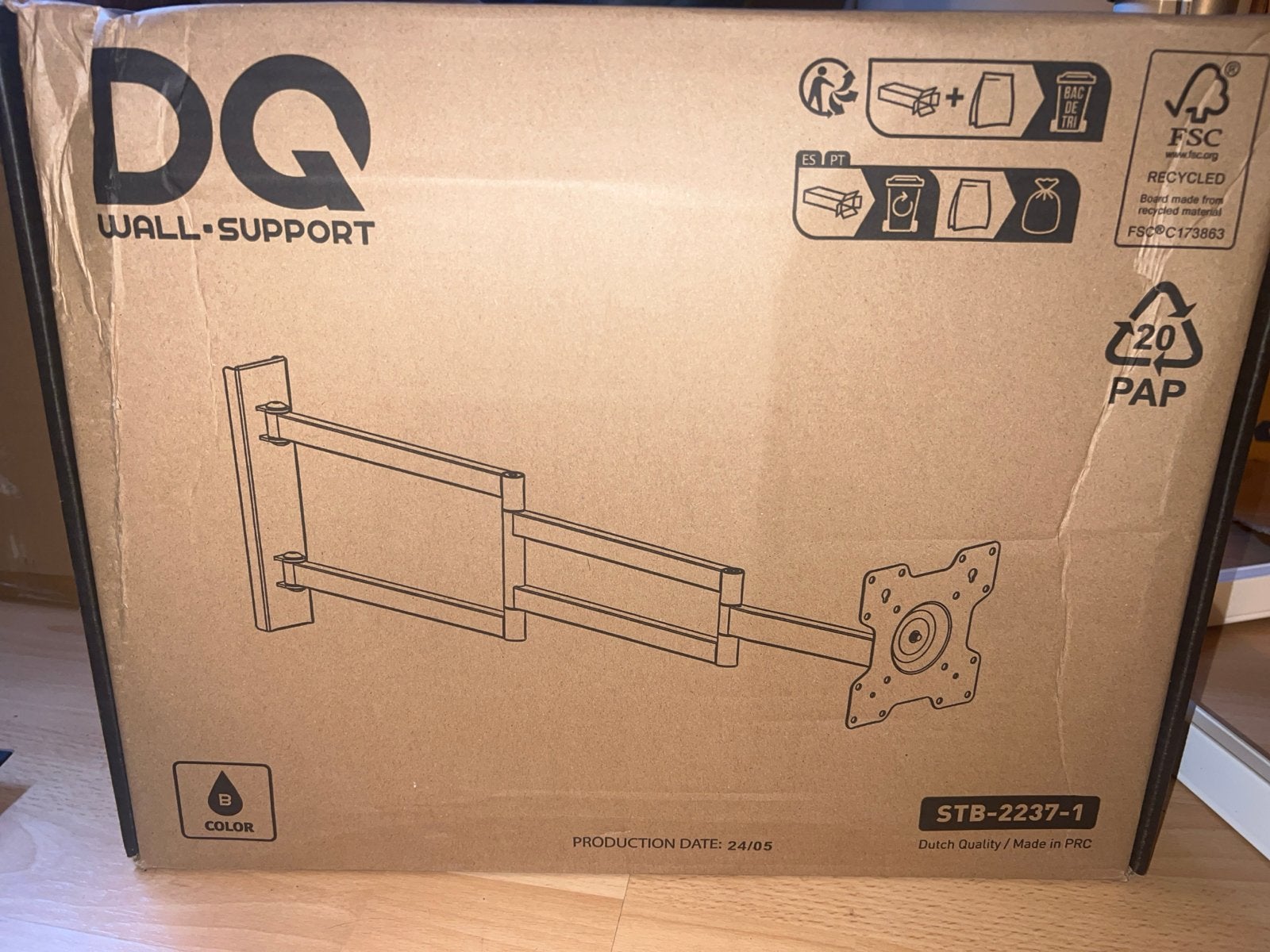 DQ Wall Support Full-Motion TV Muurbeugel STB-2237-1, Ophalen of Verzenden, Nieuw