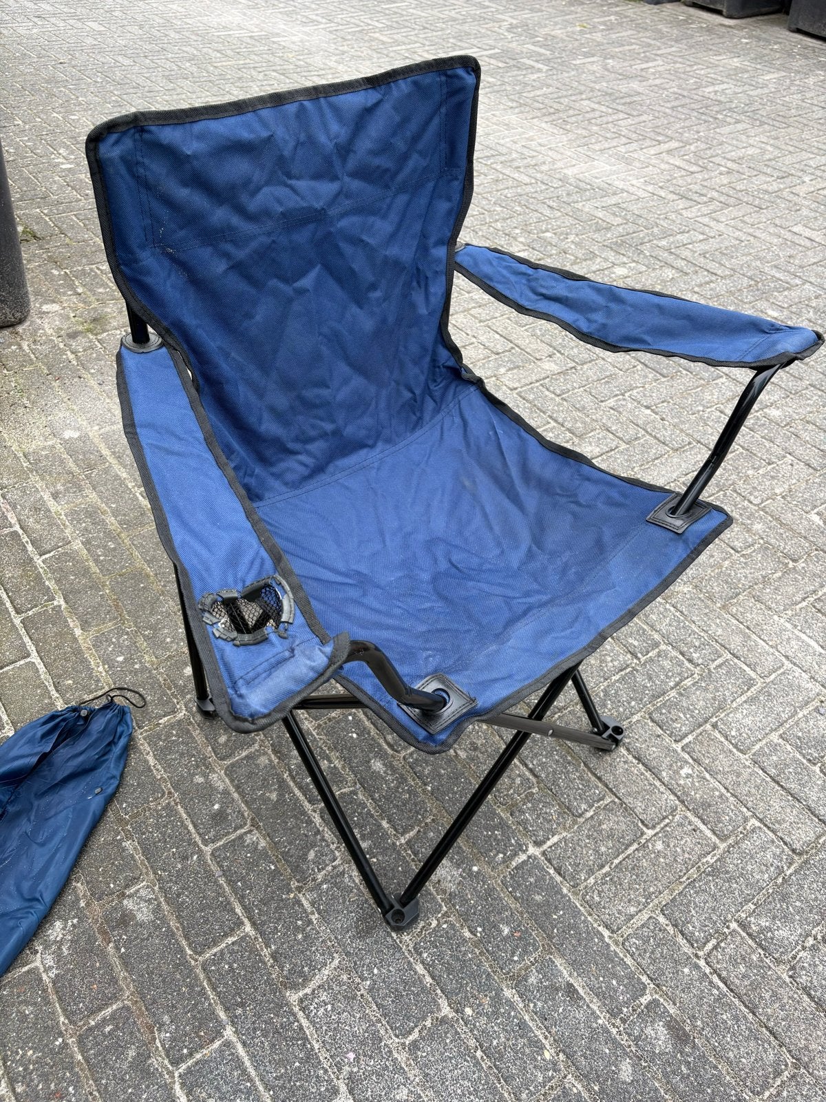 Opvouwbare campingstoel - Blauw, Caravans en Kamperen, Ophalen of Verzenden, Gebruikt