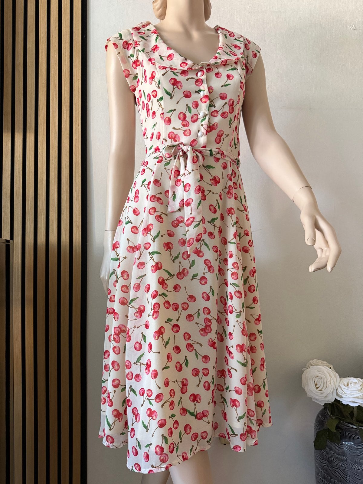 Collectif London Vintage Retro Kersen Jurk XS, Meerkleurig, Ophalen of Verzenden, Zo goed als nieuw, Maat 34 (XS) of kleiner