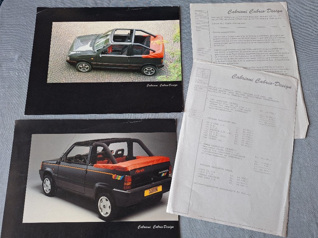 2 x Leaflet CABRIONI CABRIO DESIGN - FIAT Panda / Uno, Verzenden, Gelezen, Overige merken
