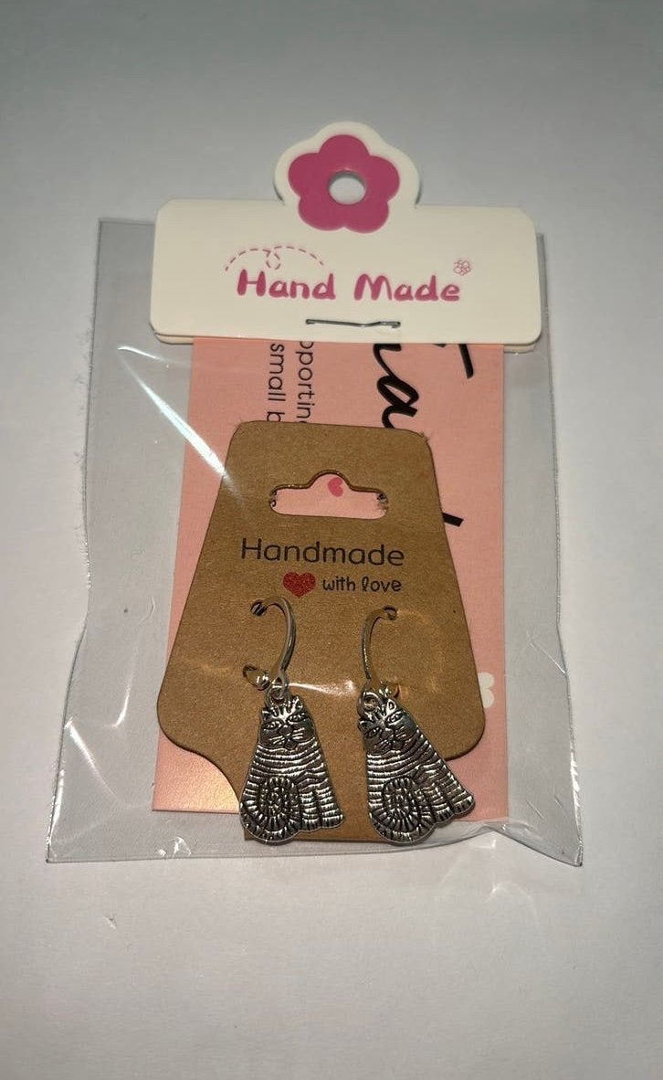 Oorbellen kat zilver, Overige materialen, Hangers, Nieuw, Ophalen of Verzenden