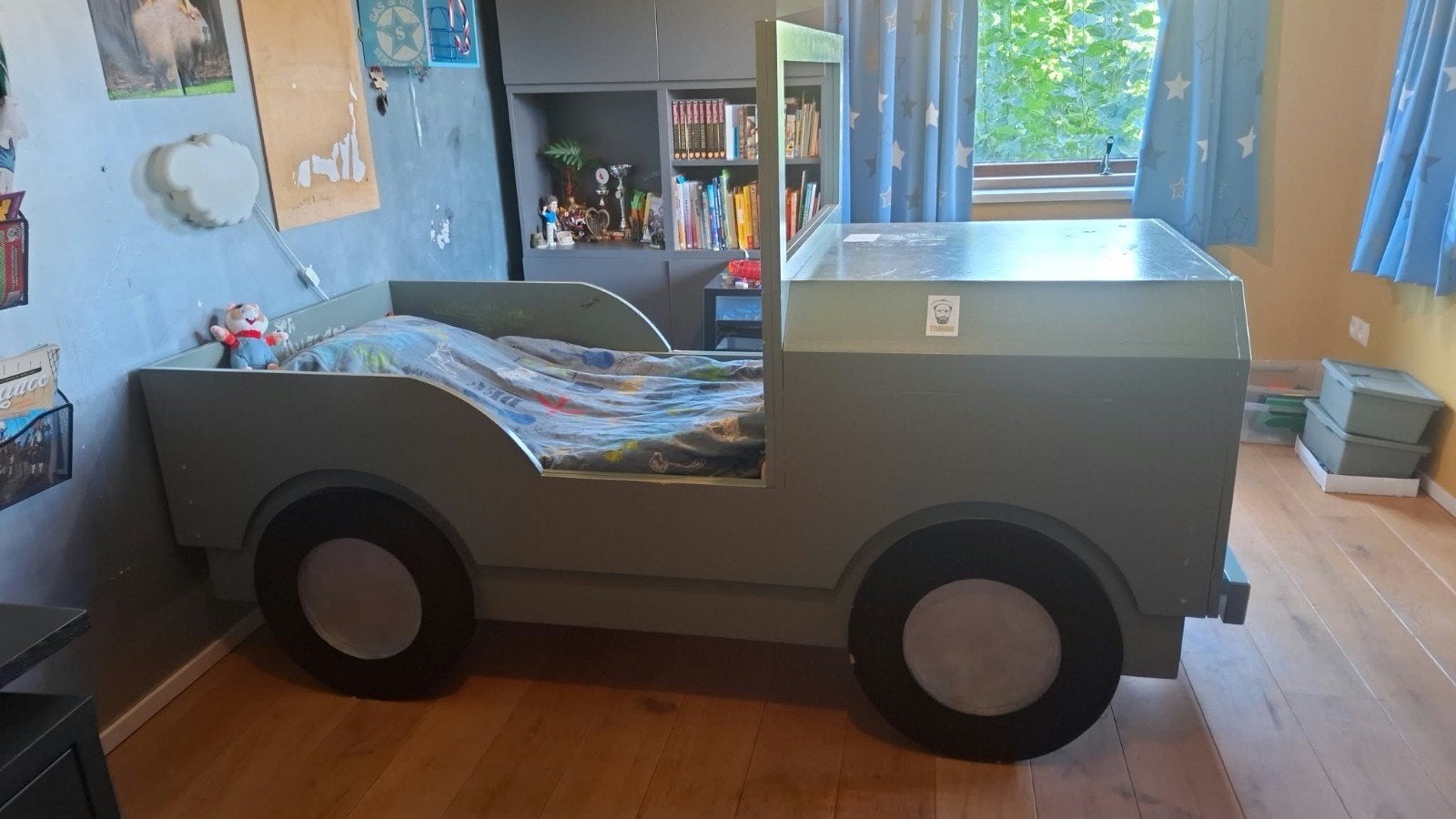 Uniek zelfgemaakt autobed - 1 persoons, Ophalen, Gebruikt, 180 cm of meer, 85 tot 100 cm