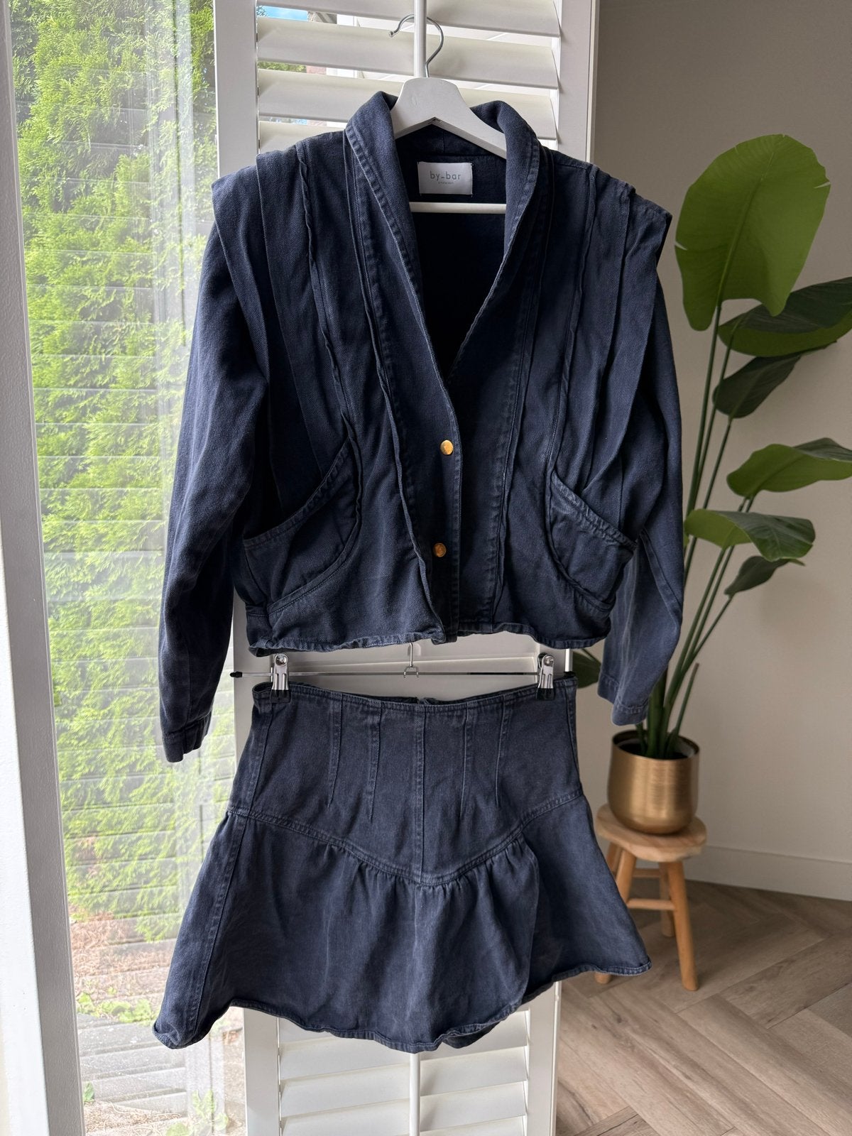 By-Bar denim set: jasje en rokje (Maat S), Kleding | Dames, Rokken, Zo goed als nieuw, Maat 36 (S), Zwart, Boven de knie, Ophalen of Verzenden