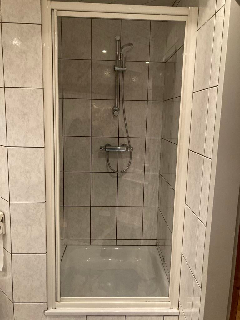 Douchedeur - Helder Glas met Wit Frame, Ophalen, Zo goed als nieuw