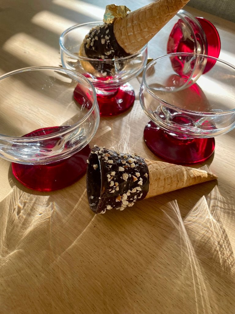 Set (4) Italiaans design dessert glas, Glas of Glazen, Overige merken, Ophalen of Verzenden, Overige stijlen