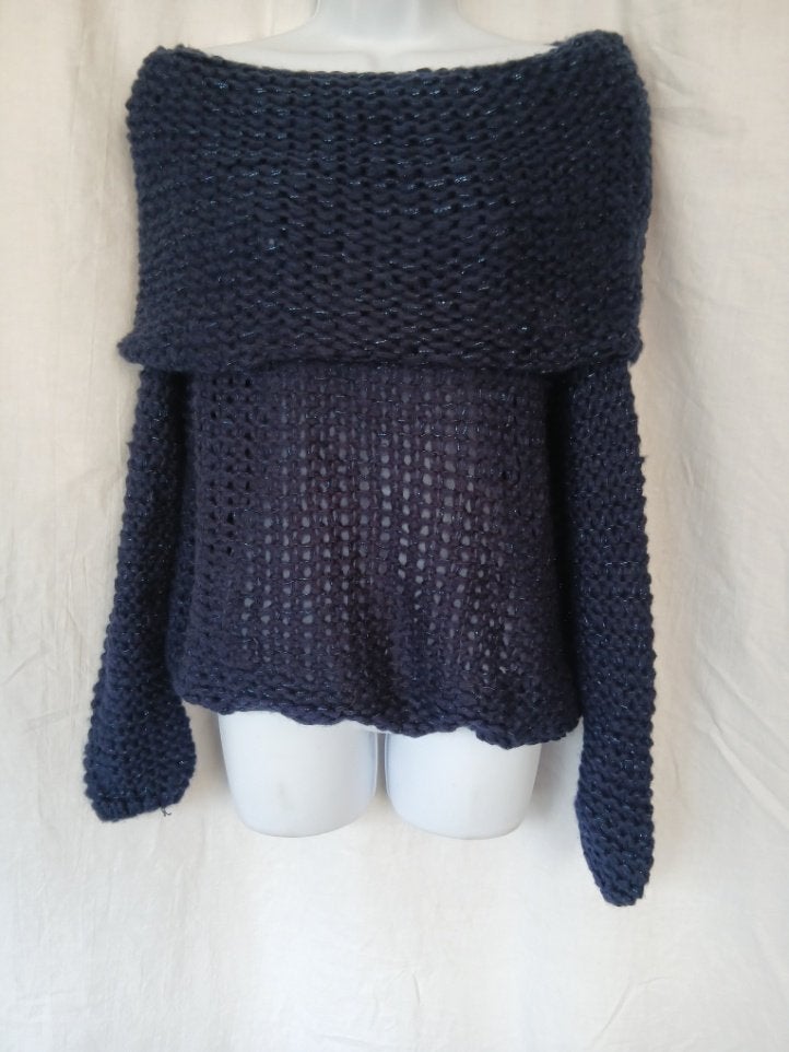 Mooie blauwe trui, grote kraag mt M merk Golden Days Paris, Maat 38/40 (M), Blauw, ., Ophalen of Verzenden