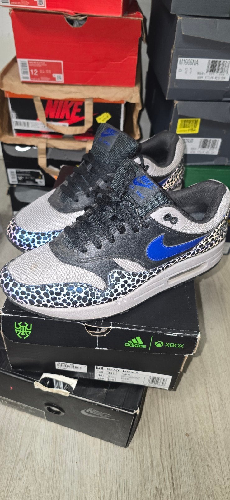 NIKE AIR MAX 1 BLUE SAFARI 3M MAAT 46, Ophalen of Verzenden, Blauw