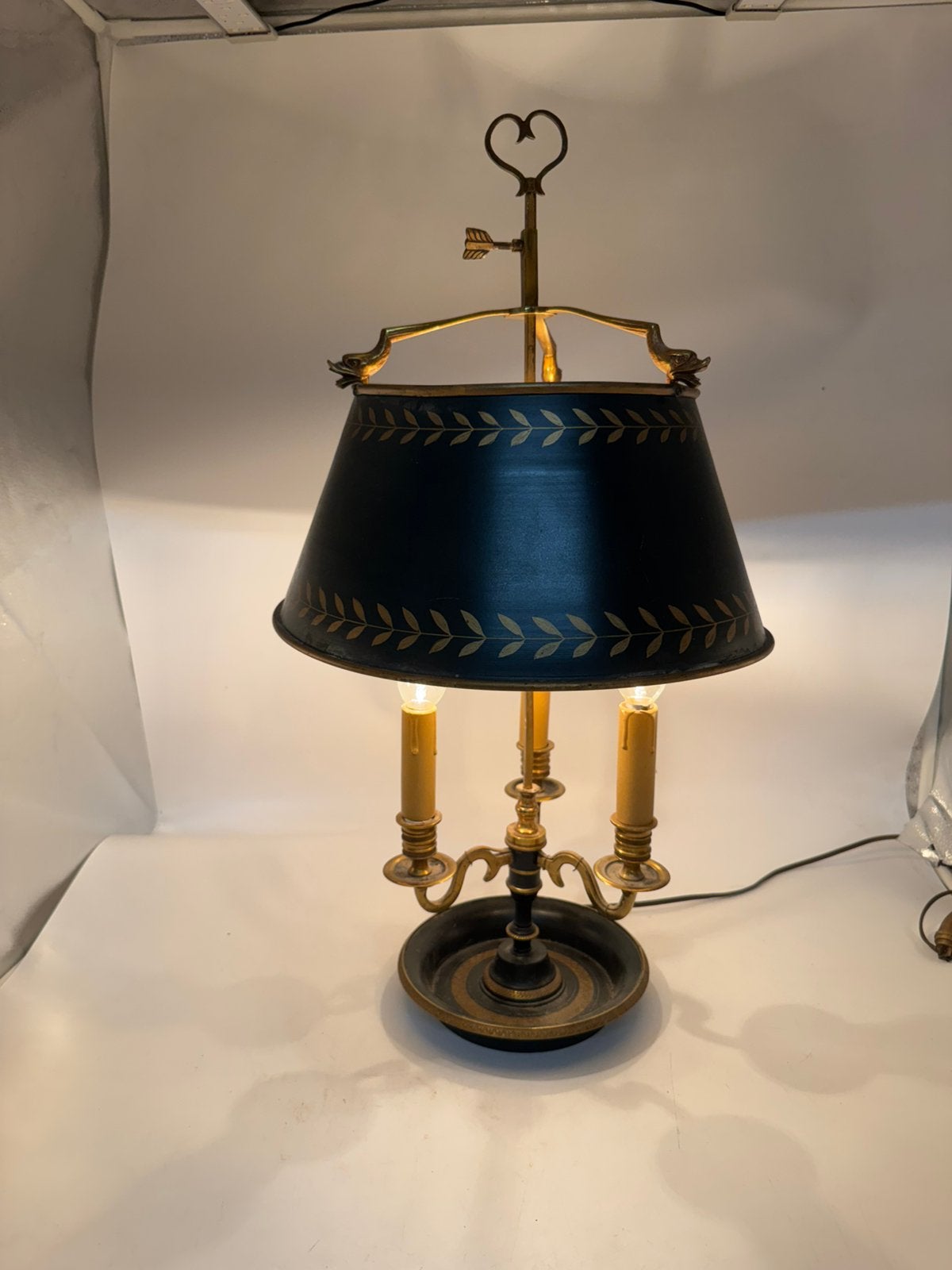 Antieke Franse Bouillotte Lamp - Brons & Tôle Peinte (62 cm), Antiek en Kunst, Ophalen of Verzenden