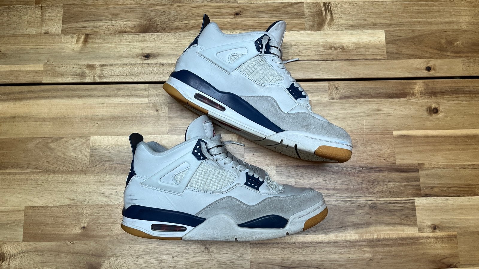 Nike Air Jordan 4 Retro Midnight Navy - maat 43/44, Kleding | Heren, Schoenen, Ophalen of Verzenden, Gedragen, Wit, Sportschoenen