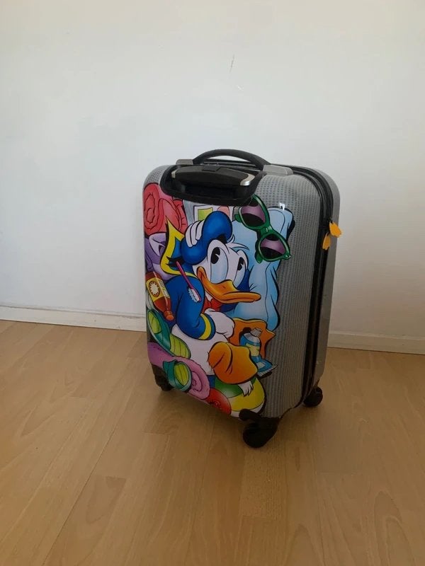 Donald Duck koffer plus Donald Duck rugzak, Uitschuifbare handgreep, 50 tot 60 cm, Hard kunststof, Ophalen of Verzenden