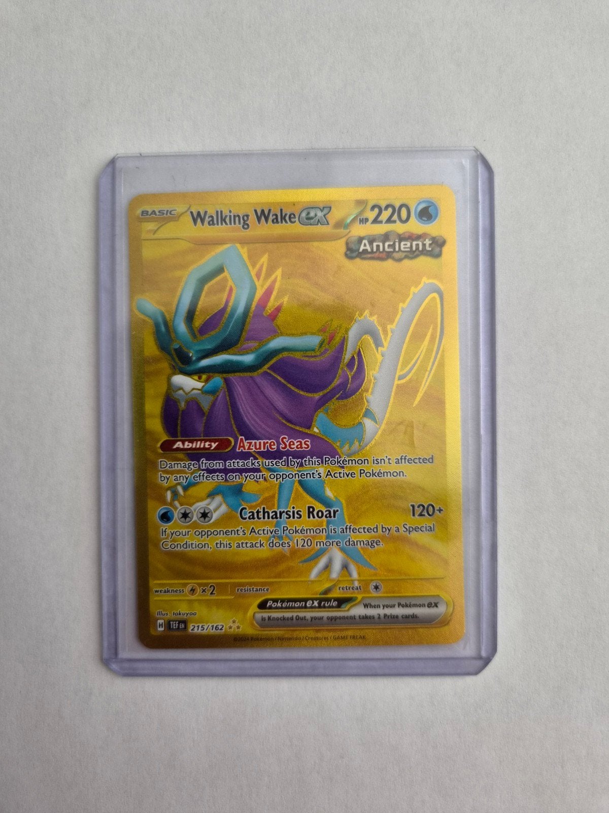 Walking Wake ex 215/162 Gold – Temporal Forces – Pokémon, Ophalen of Verzenden, Zo goed als nieuw, Losse kaart, Foil