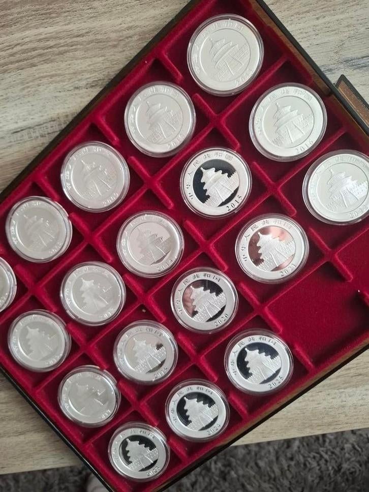 Prachtige China Panda munten collectie., Ophalen of Verzenden, Zilver