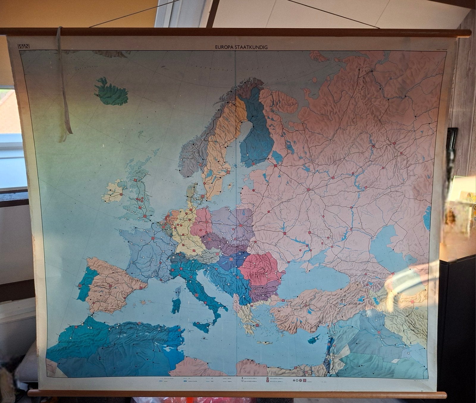 Oude school kaart Europa  164x136, Antiek en Kunst, Antiek | Schoolplaten, Ophalen, Aardrijkskunde