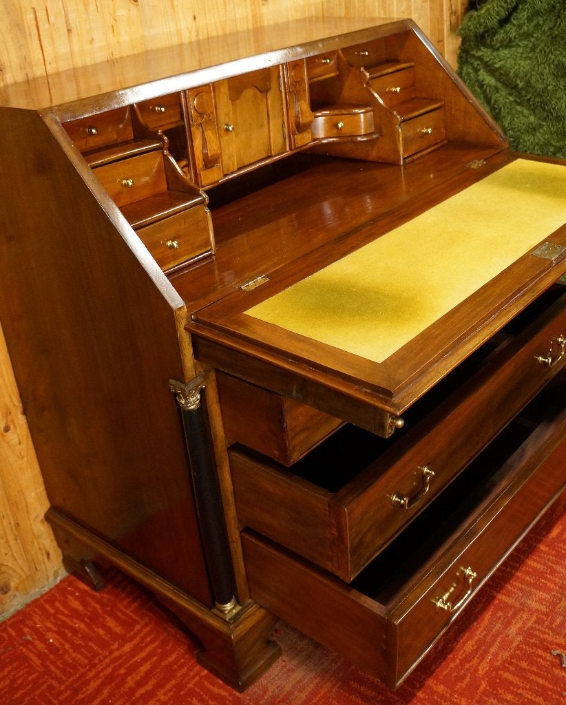 Engels mahonie Klepbureau Secretaire Bureau laden kast desk, Ophalen