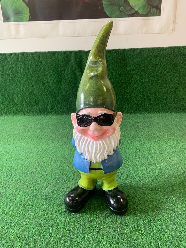 Tuinkabouter met Zonnebril Groen/Blauw | 41 cm Tuindecoratie, Ophalen of Verzenden, Nieuw, Kunststof, Tuinkabouter