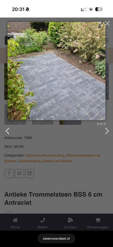 trommelstenen 6cm antraciet, Ophalen, Gebruikt, 10 m² of meer, Beton