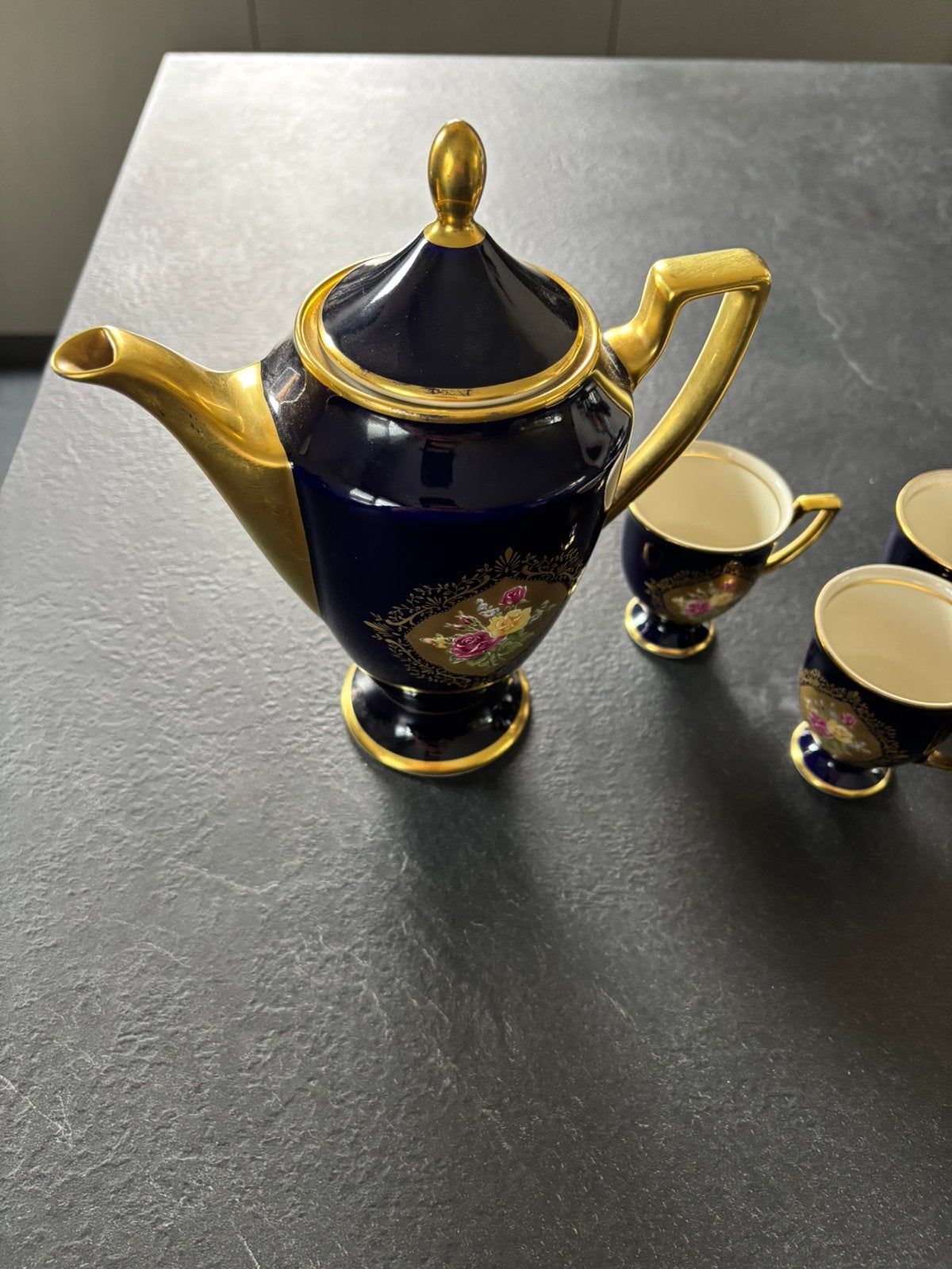 Prachtige Vintage Winterling Marktleuthen Mokkaset - cobalt, Ophalen of Verzenden