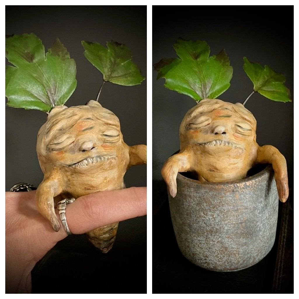 Mandrake Planten Monstertje Beeldje poppen pop handgemaakt, Verzenden, Nieuw, Beeldje, Overige merken