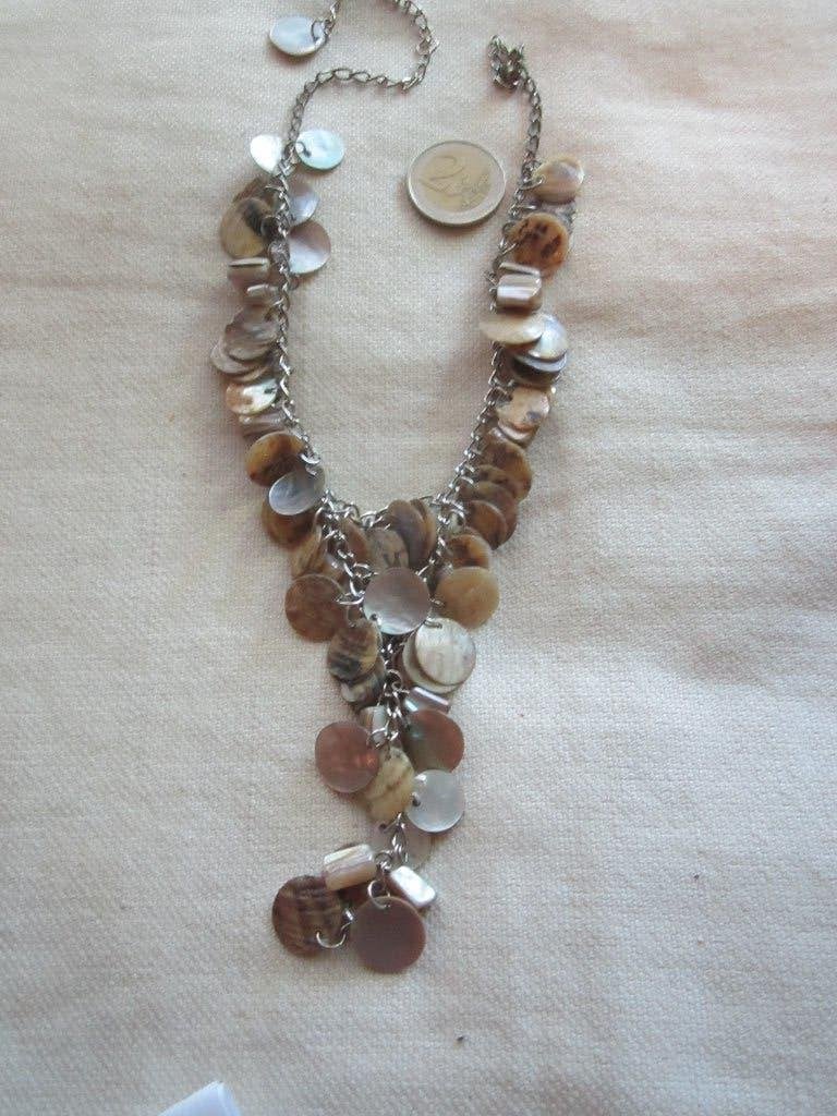 11.  Aparte oude ketting,  parelmoer,  37/43 cm, Ophalen, Overige materialen, Ketting