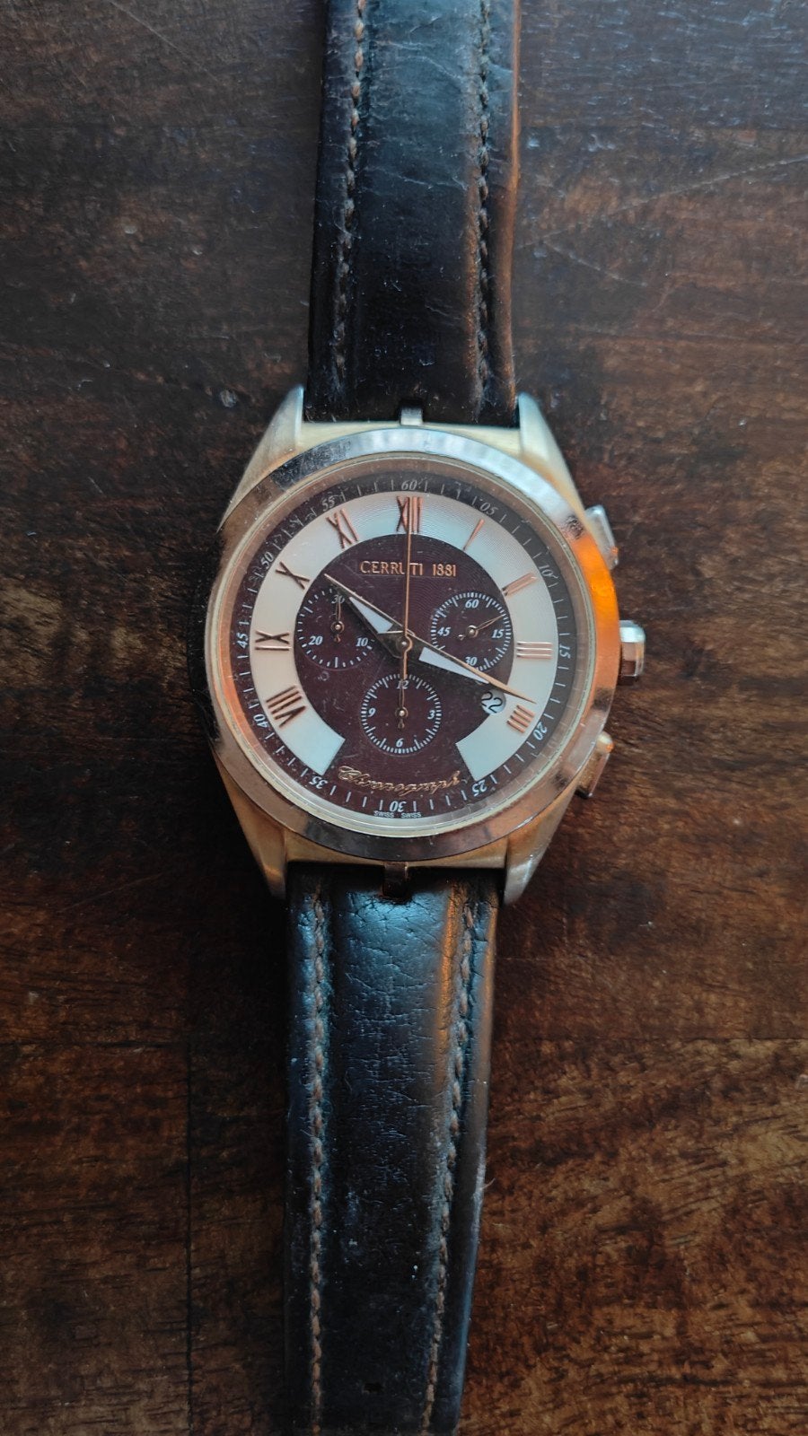 Cerruti 1881 Herenhorloge met Leren Band, Overige merken, Staal, Polshorloge, Ophalen of Verzenden