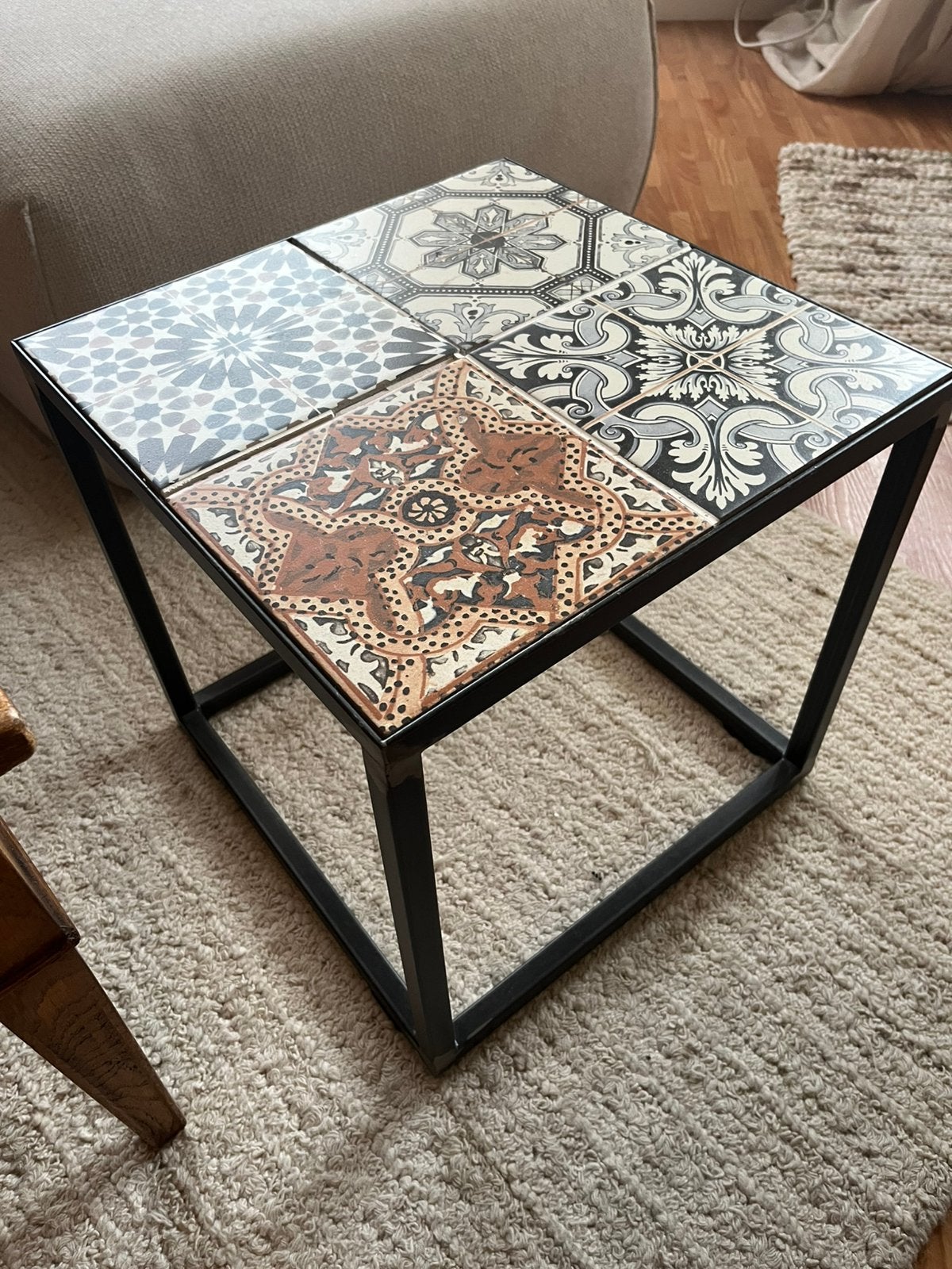 2 Ibiza style tafeltjes, Huis en Inrichting, Tafels | Bijzettafels, Ophalen, Minder dan 45 cm, Minder dan 55 cm, Metaal of Aluminium
