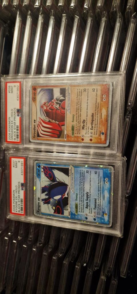 Groudon EX 038 & Kyogre EX 037 Black Star Promo PSA 9, Ophalen of Verzenden, Zo goed als nieuw, Meerdere kaarten, Foil