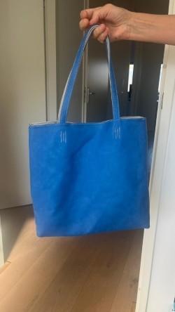 Blauwe lerentas met een binnentas uit Florence, Sieraden, Tassen en Uiterlijk, Tassen | Damestassen, Ophalen of Verzenden, Zo goed als nieuw