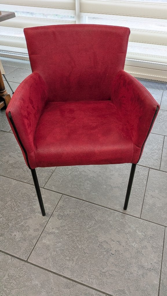 4 rode eetkamerstoelen, Huis en Inrichting, Stoelen, Ophalen, Gebruikt, Vier, Modern