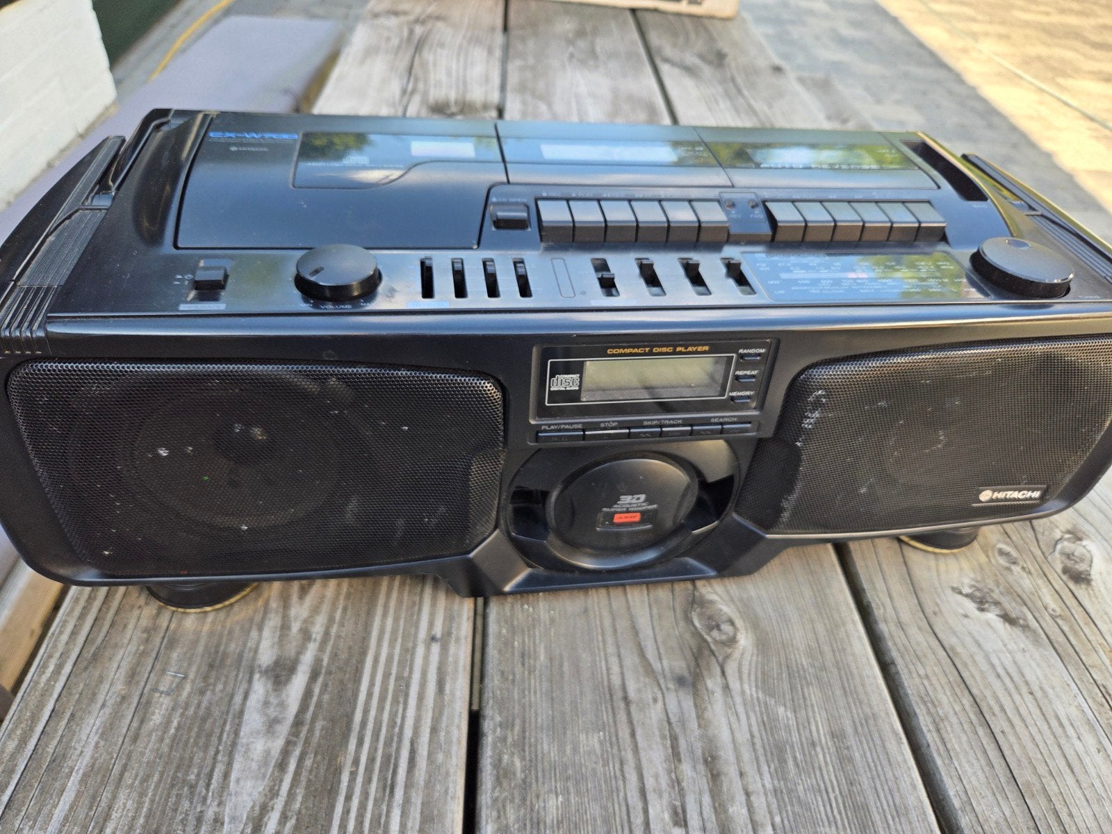 Hitachi CX-W700E draagbar met radio, cd, dubbel cassettedeck, Ophalen of Verzenden, Gebruikt