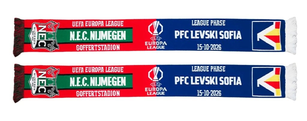 Gezocht: Sjaal NEC - Levski Sofia (ik betaal 60 euro ervoor), Verzamelen, Ophalen of Verzenden, Zo goed als nieuw, Overige binnenlandse clubs