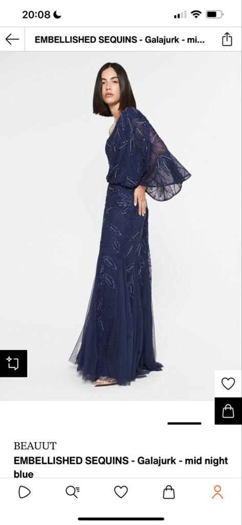 BEAUUT Embellished Sequins Galajurk - Middernachtblauw, Blauw, Zo goed als nieuw, Onder de knie, Ophalen
