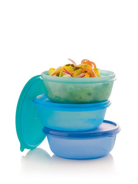 Tupperware Ruimteschaaltjes 600 ml Blauw Set van 3 Nieuw, Ophalen of Verzenden, Nieuw, Blauw, Bak of Kom