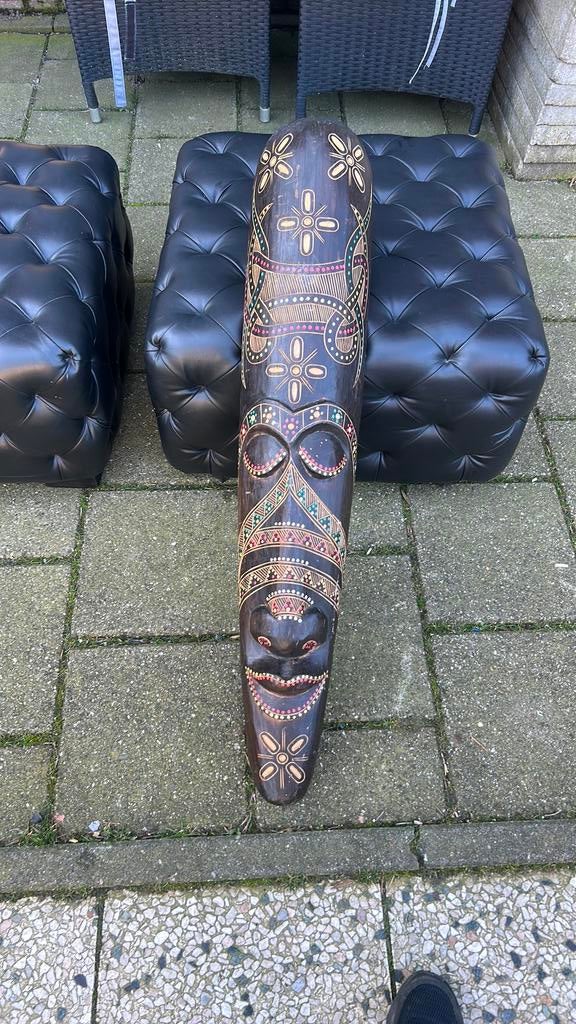 Indonesisch masker hout 100x19 cm, Huis en Inrichting, Ophalen of Verzenden, Zo goed als nieuw