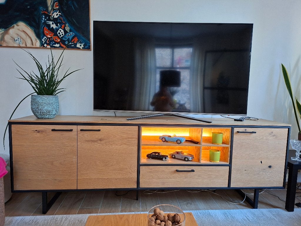 DRESSOIR KAST DESINGMERK X000N IN EIKENHOUT PERFECTE STAAT, Ophalen, Eikenhout, Met lade(s), Zo goed als nieuw