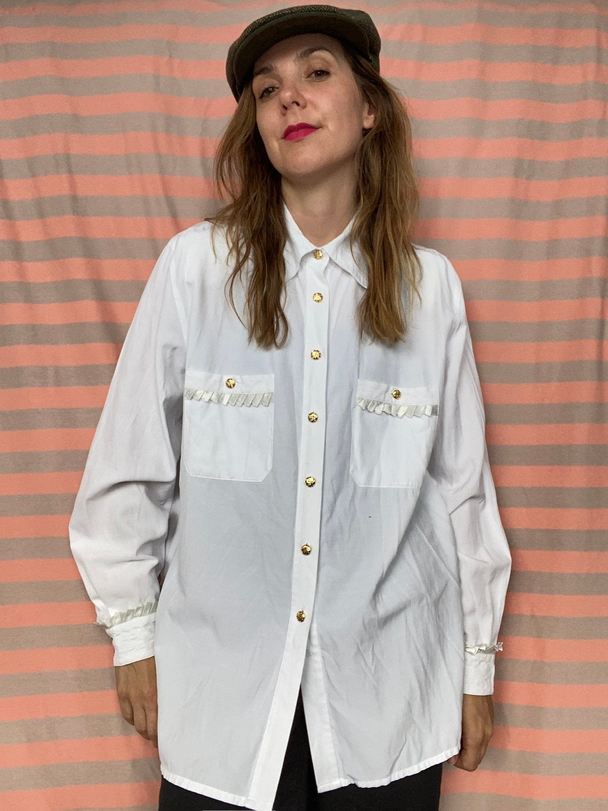 Vintage witte blouse - jaren 90 - oversized -XL/42, Hgv, Wit, Hgv, Maat 42/44 (L)
