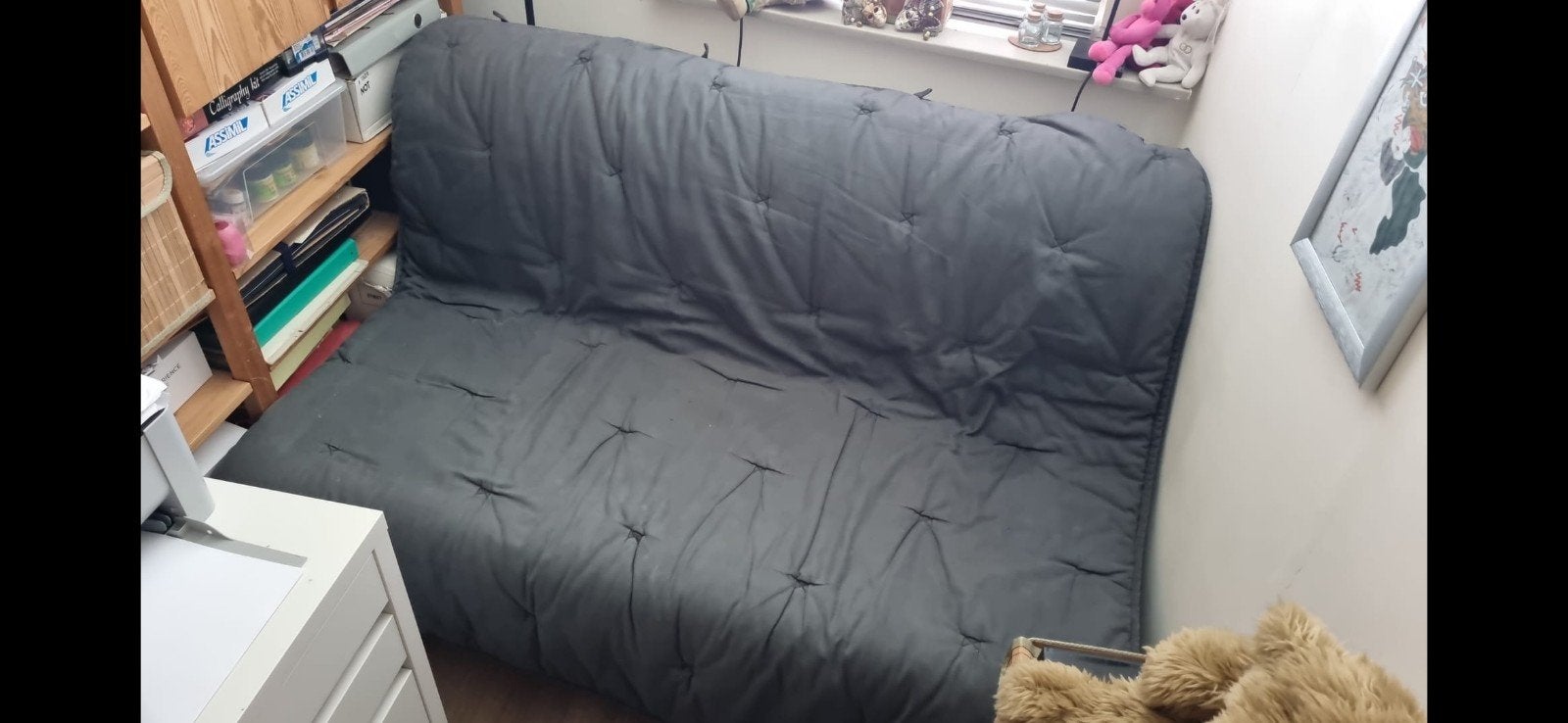 IKEA LYCKSELE MURBO 2-zits slaapbank, donker blauw, Ophalen, Blauw, Tweepersoons, 140 cm